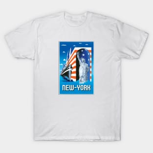 New York City Statue Of Liberty Ship Vintage T-Shirt